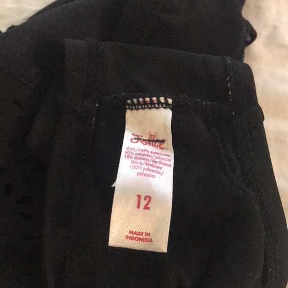 JUSTICE Girl's Laser Cut High Neck Bikini Swim 12 BLACK - Picture 8 of 8